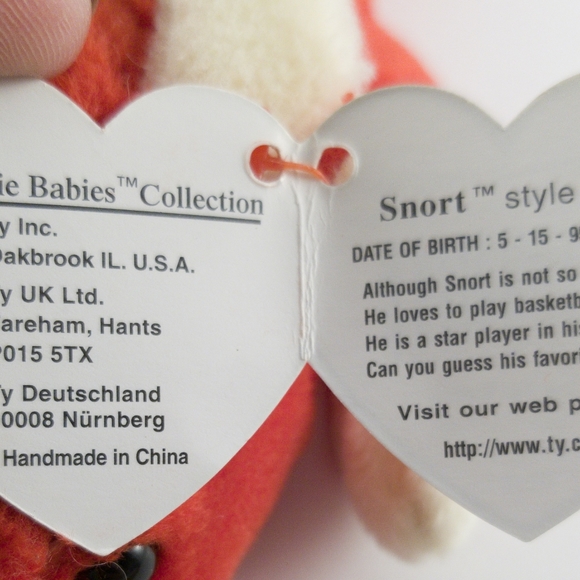 Rare Vintage Beanie Baby Snort the Bull PVCpellets - Picture 8 of 8